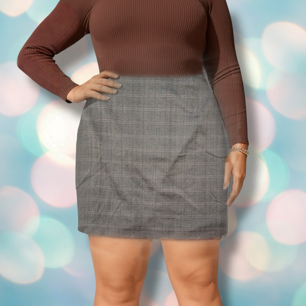 Lane Bryant Women’s Tan Brown Plus Size Plaid Gingham Pencil Skirt Size 18